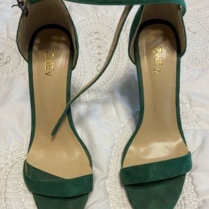 Green ankle strap high heels
